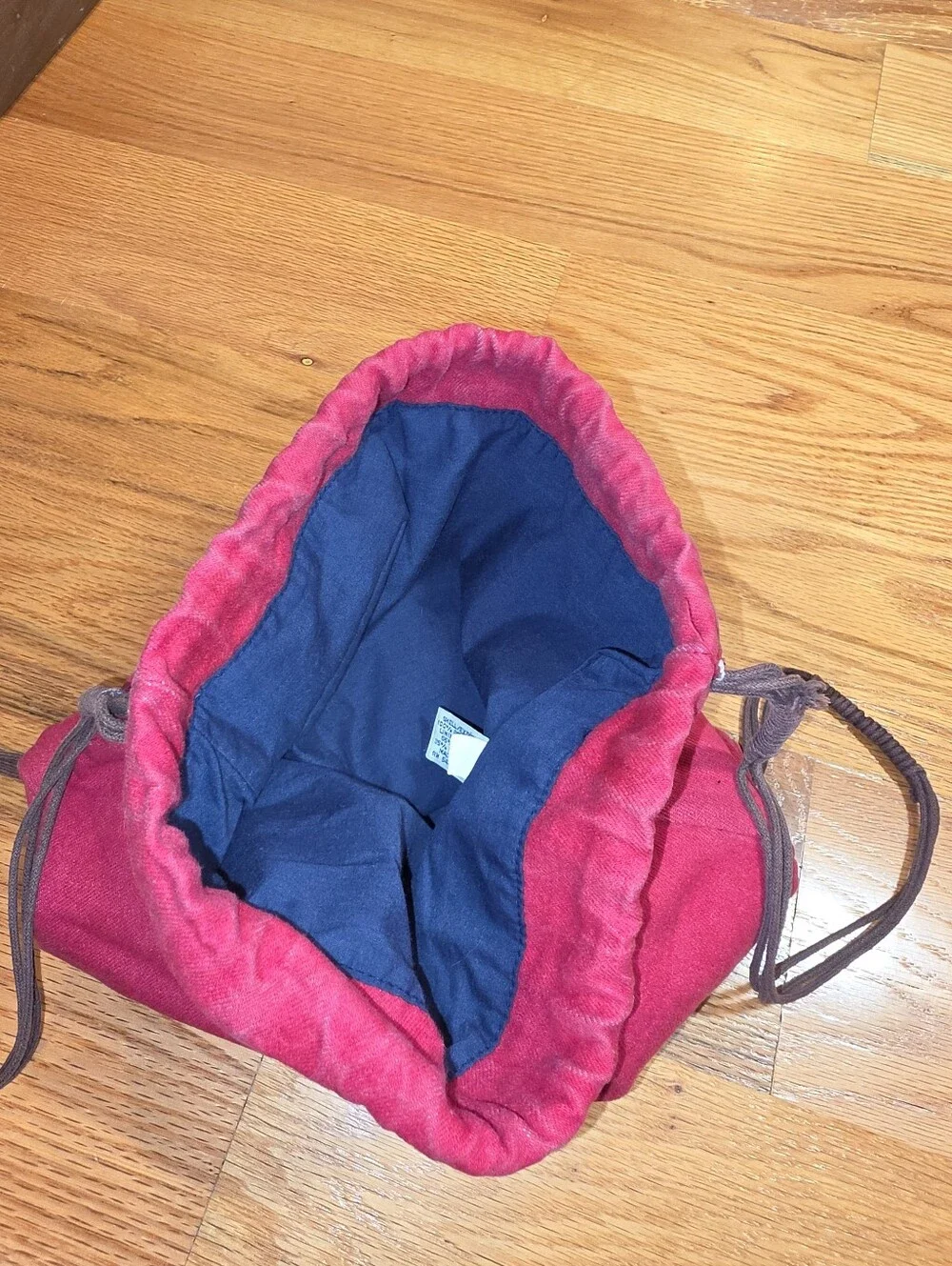Vintage Red Drawstring Canvas Backpack
